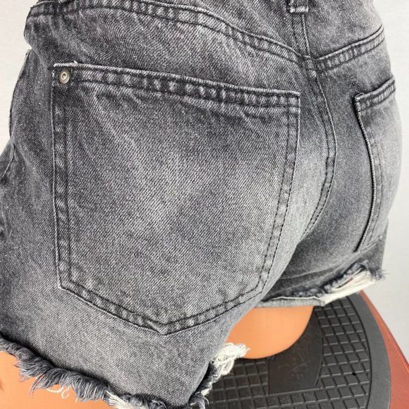 NOBO No Boundaries Black Gray Hi Rise Shorts 3 - Picture 4 of 5